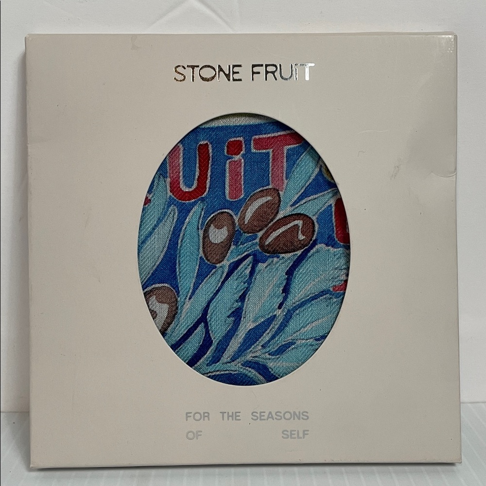 New Stone Fruit Silk Signature Scarf Blue Festival - Picture 2 of 3